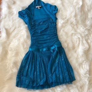 Girls Blue sparkly formal dress great condition